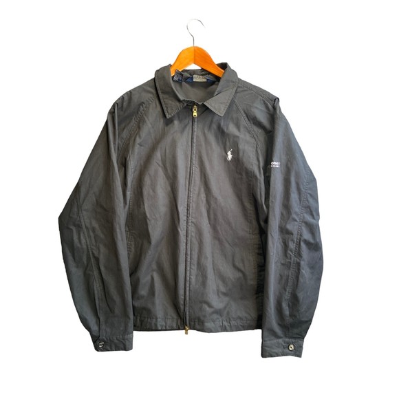 Vintage Polo Golf Mens Bomber Jacket Size Large Black Full Zip - Picture 1 of 8